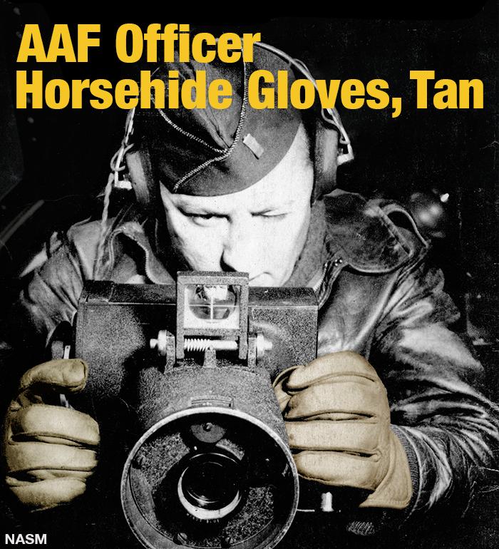 US AAF Officer Horsehide Gloves, - 1942 Tan Model -, Repro.(M.O.C.)