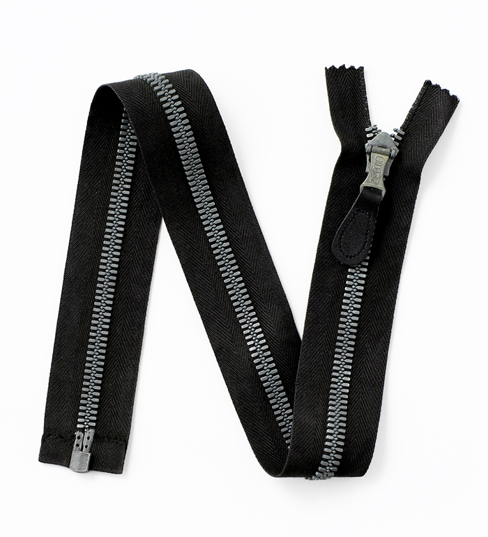 Crown, 2nd Model(M-48) #10, Separating Zipper, Spring-Locking Slider, Black Tape(dyed), 59cm, NOS