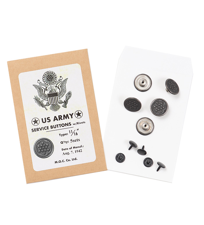 WWII NOS US ARMY 13 Stars Metal Button 16.9mm, w/ Rivet(Repro.), 5 sets, Packed 5 buttons(NOS) & 5 rivets(Repro.)