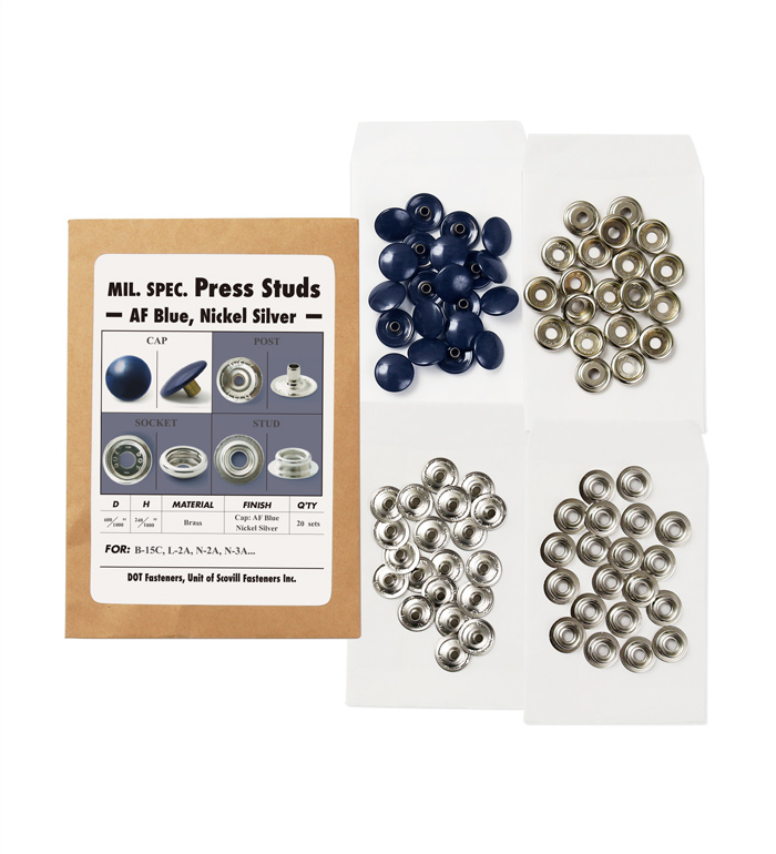 US Mil. Spec. Press Studs, AF Blue, Nickel Silver, D:0.6(15.24mm), 20sets