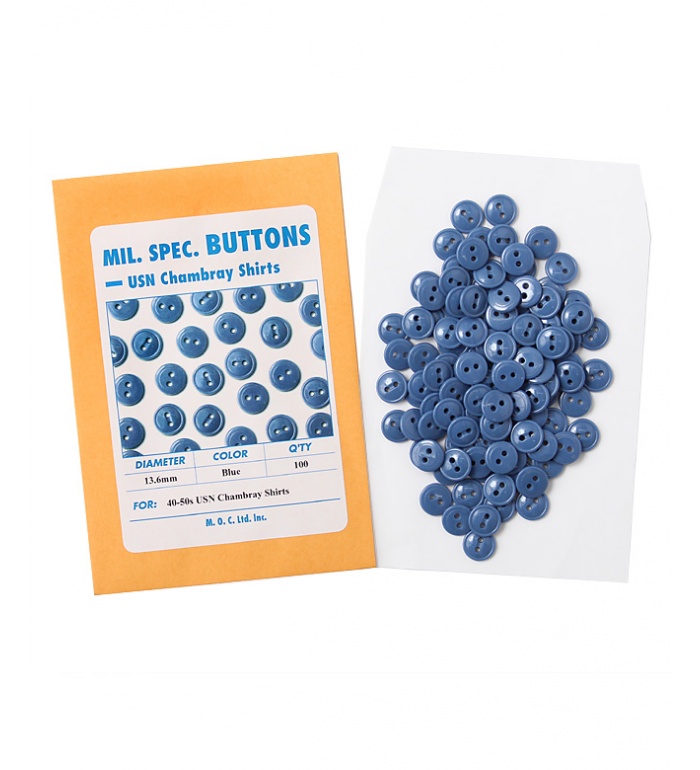 Mil. Spec. Button, 13.6mm, Blue, Packed 100pcs(Economical), Repro.(M.O.C.)