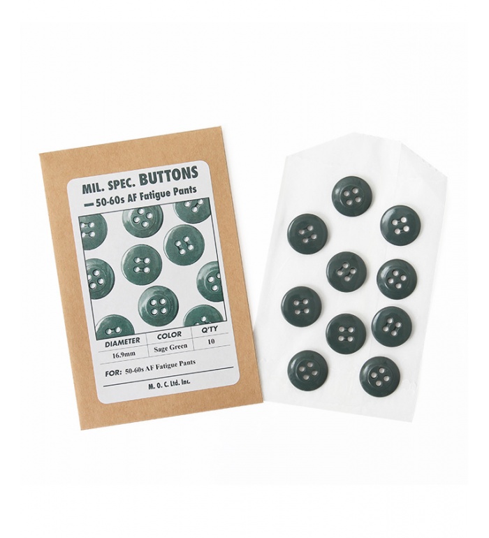Mil. Spec. Button, 16.9mm, Sage Green, Packed 10pcs, Repro.(M.O.C.)