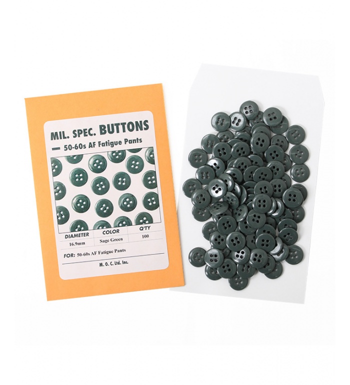 Mil. Spec. Button, 16.9mm, Sage Green, Packed 100pcs(Economical), Repro.(M.O.C.)