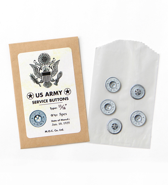 Mil. Spec. US Army(30s to1941) Metal Button (Zinc Casting) 17mm, Packed 5pcs, Repro.(M.O.C.)