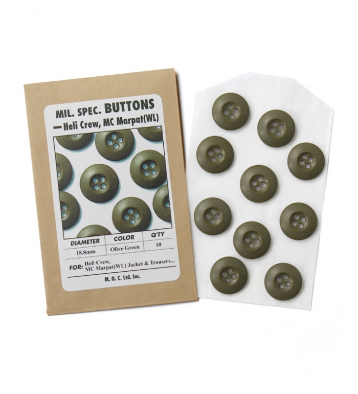 Mil. Spec. BDU Button, 18.8mm, Olive Green, Packed 10pcs, Repro.(M.O.C.)  