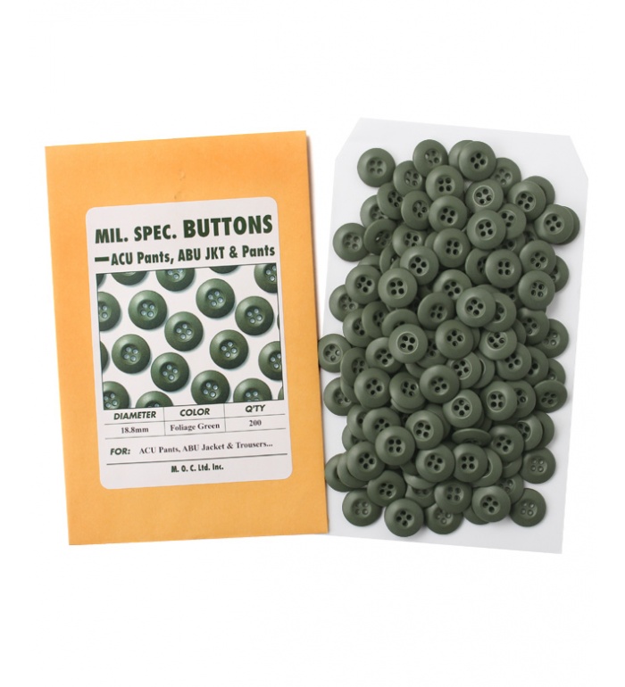 Mil. Spec. BDU Button, 18.8mm, Foliage Green, Packed 200pcs(Economical), Repro.(M.O.C.)  