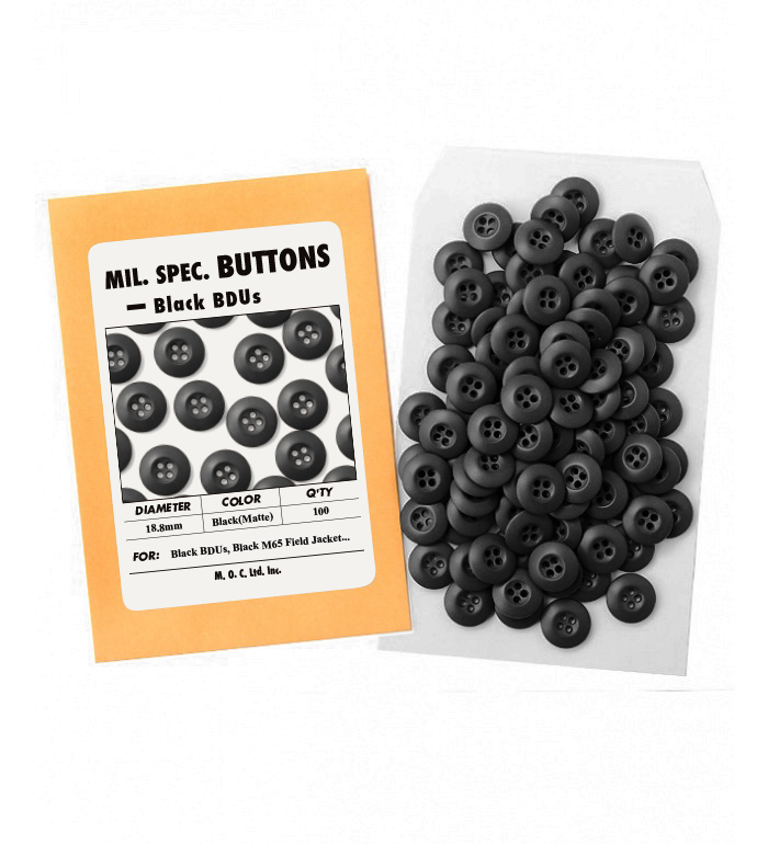 Mil. Spec. BDU Button, 18.8mm, Black, Packed 100pcs(Economical), Repro.(M.O.C.)  