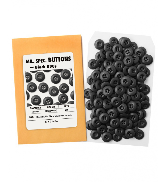 Mil. Spec. BDU Button, 18.8mm, Black, Packed 200pcs(Economical), Repro.(M.O.C.)