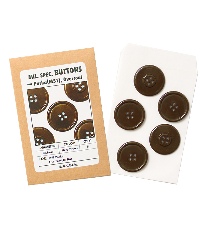 Mil. Spec. Button, 28.1mm, Deep Brown, Packed 5pcs, Repro.(M.O.C.) 