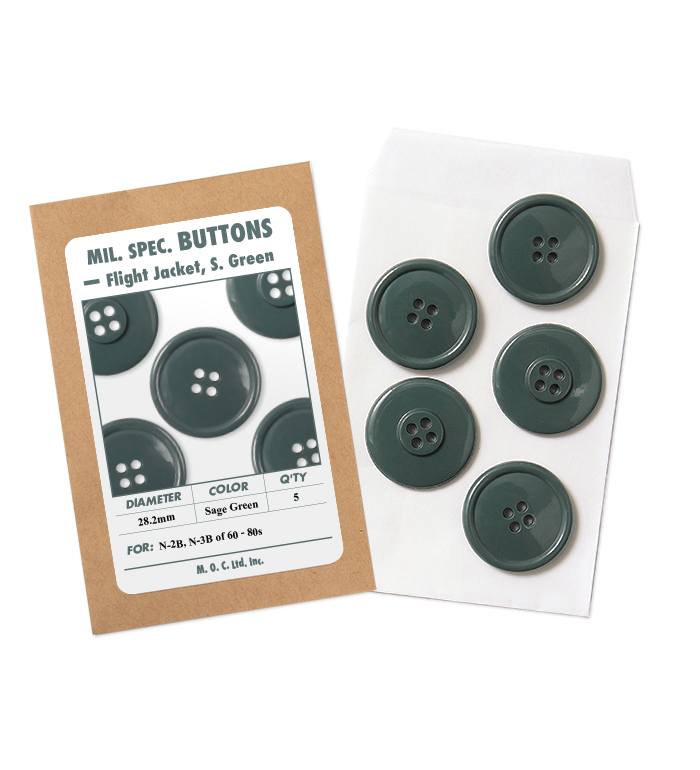 Mil. Spec. Button, 28.2mm, Sage Green, Packed 5pcs, Repro.(M.O.C.) 