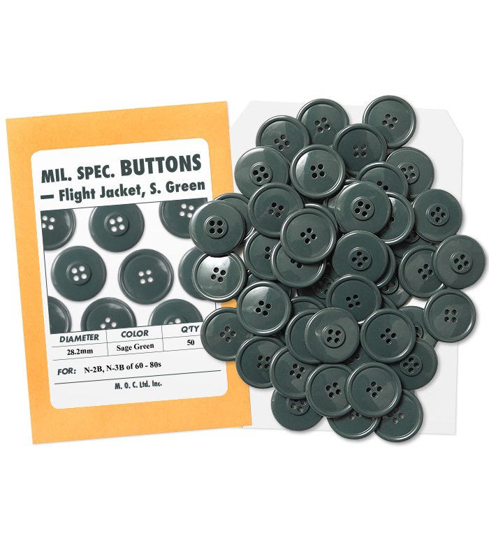 Mil. Spec. Button, 28.2mm, Sage Green, Packed 50pcs(Economical), Repro.(M.O.C.)