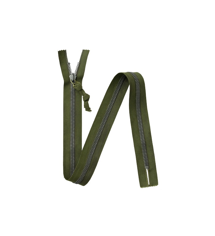 Crown 2nd Model Non-Separating Zipper, #10, Semi-Locking Slider, Olive Green Tape, 80cm, NOS