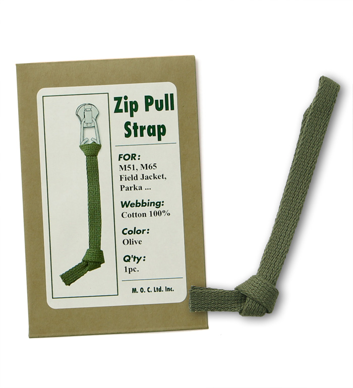 Pull Strap(Cotton lace) Olive for #10 Wire Pull type Zip Slider, Repro.(M.O.C.)