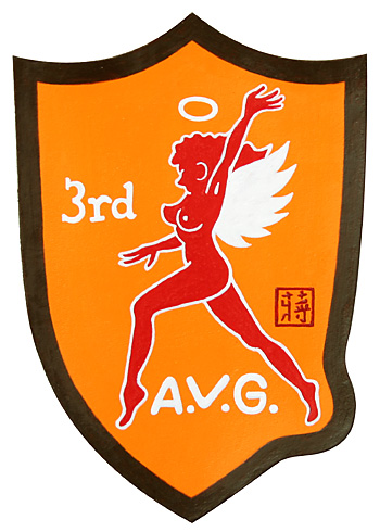 AAF Squadron Patch, Hand Painted,  A.V.G. (Hells Angels)