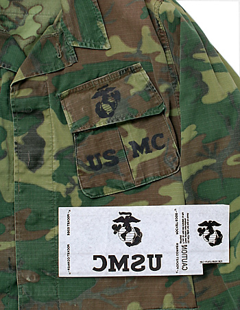 NAM戦 USMC(米海兵隊)アイロン・プリント転写シール/1シート(胸 & CAP 用各1)/Ken Nolan社製/実物・未使用