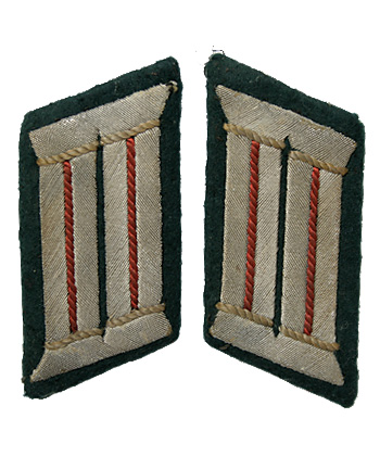 WWII ドイツ国防軍 砲兵 制服用、士官襟章/実物・極上