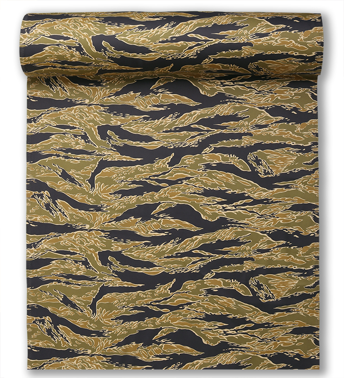 Gold Tiger Camo Fabric, Cotton Twill, Experimental -Green Shade-, Width: 38 inch, M.O.C. Repro.