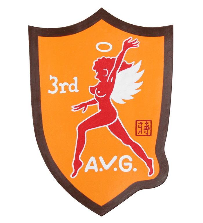 AAF Squadron Patch, Hand Painted,  A.V.G. (Hells Angels)