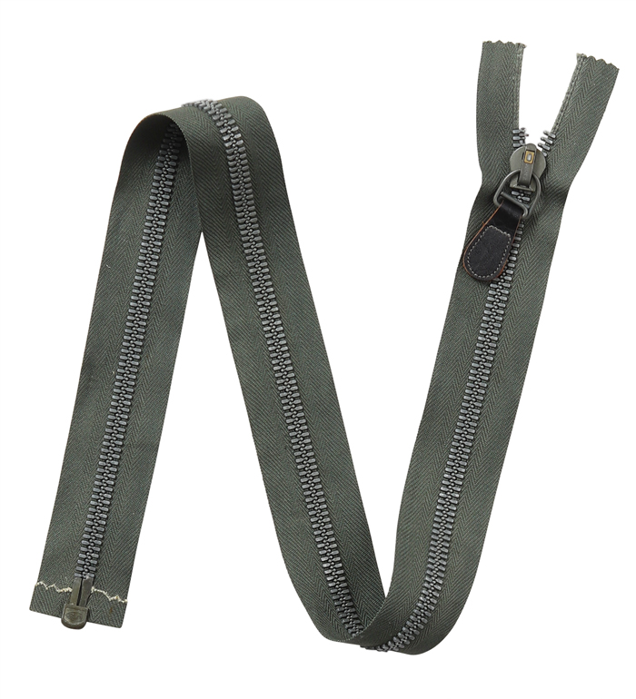 Crown, 2nd Model(M-58), #10, Separating Zipper(Open-End Zipper), Interlocking, Sage Green Tape, with Leather Pull Tab, 78cm, NOS