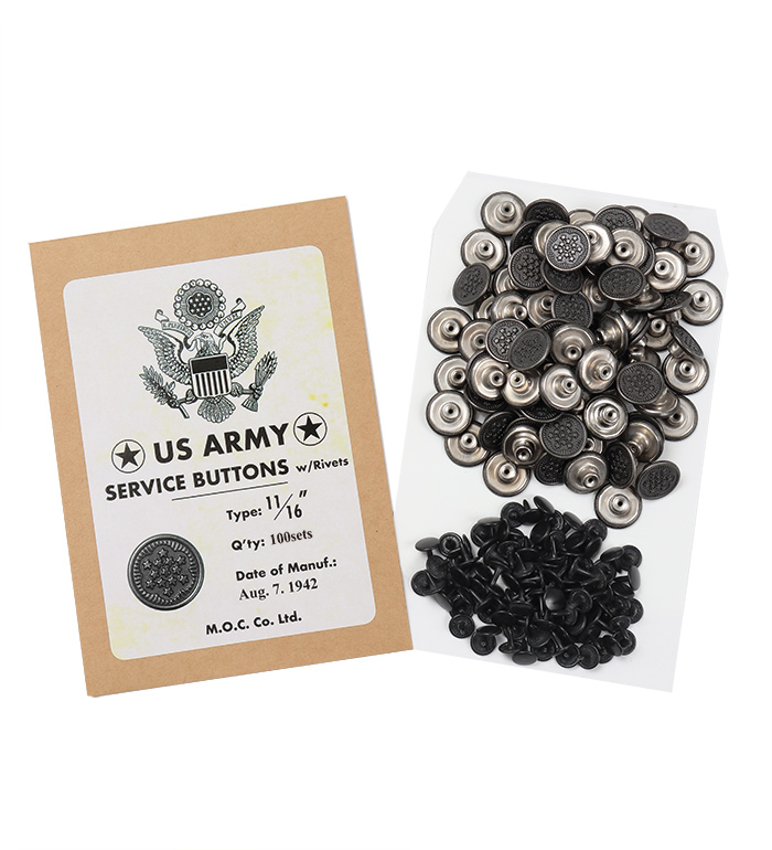 WWII NOS US ARMY 13 Stars Metal Button 16.9mm, w/ Rivet(Repro.), 100 sets, Packed 100 buttons(NOS) & 100 rivets(Repro.)