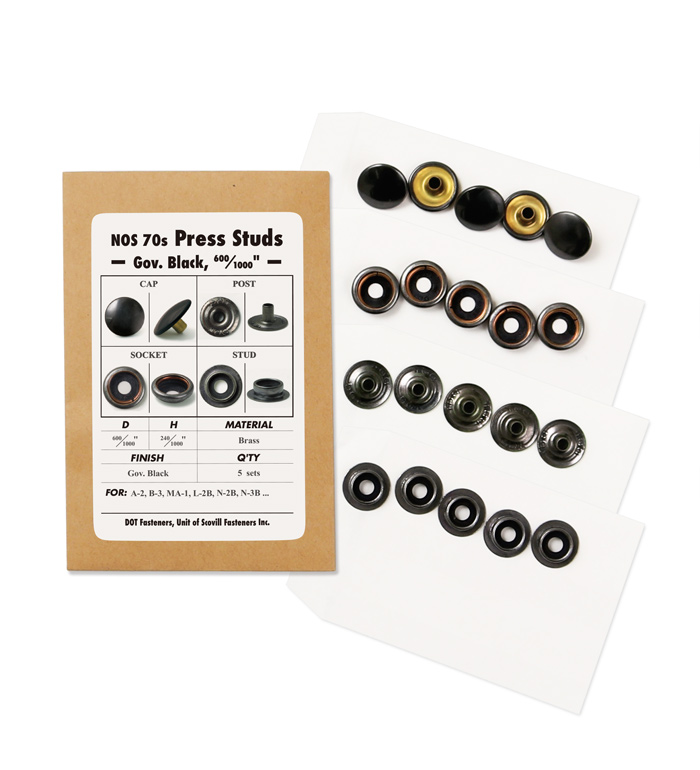 NOS(70s) Press Studs, Ring Type, D: 0.6(15.24mm), Matte Black, 5sets