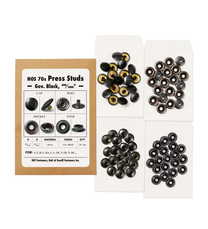 NOS(70s) Press Studs, Ring Type, D: 0.6(15.24mm), Matte Black, 20sets
