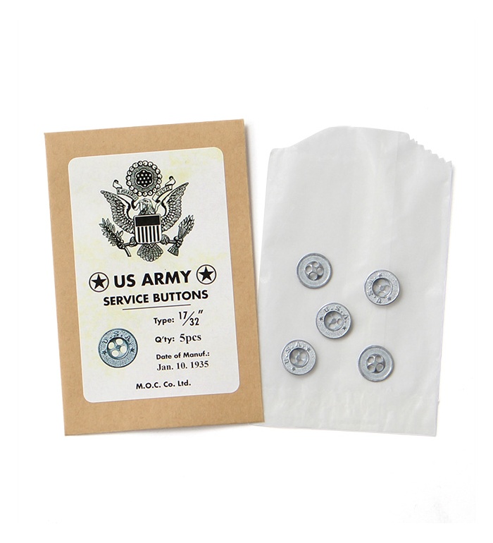 Mil. Spec. US Army(30s to1941) Metal Button (Zinc Casting) 13.7mm, Packed 5pcs, Repro.(M.O.C.)
