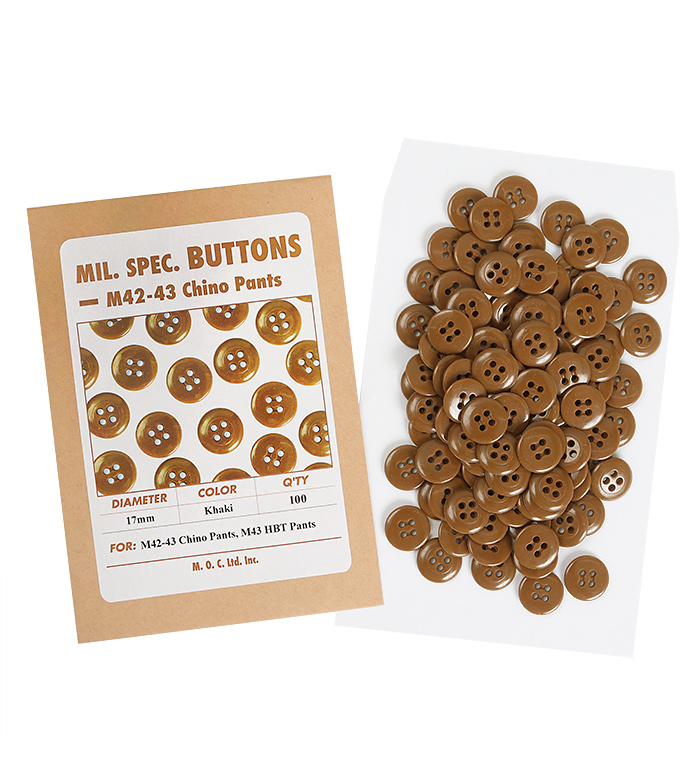 Mil. Spec. Button, 17.0mm, Khaki, Packed 100pcs, Repro.(M.O.C.)