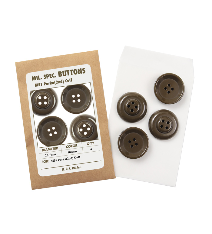 Mil. Spec. Button, 27.7mm, Brown, Packed 4pcs, Repro.(M.O.C.)
