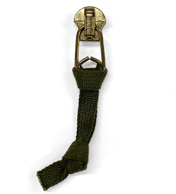 Conmar M60 #10 Interlock Slider with Paper clip Style Wire Puller attached Original Olive Drab Cotton Webbing/NOS