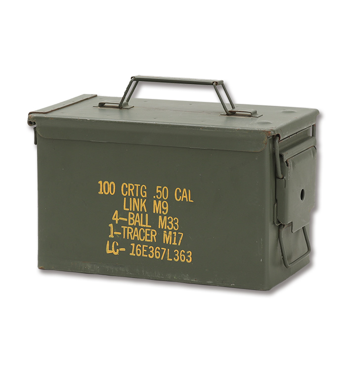 US(米軍)現用 50 Cal AMMO BOX(弾薬箱) 100 CRTG, LINK M9、イエロー ...