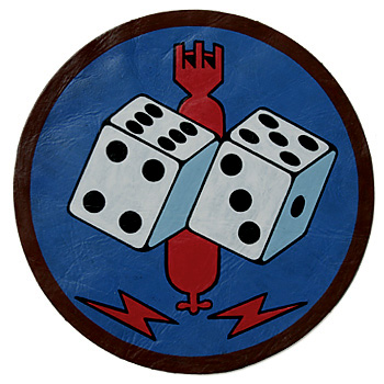 AAF Squadron Patch, Hand Painted, 43rd Bombardment Group (Dice)