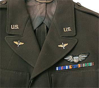 US WWII AAF(陸軍航空隊) 第15 AAF 将校アイク・ジャケット/官給4ポケ制服カスタム仕様/略帽付/サイズ：37L/実物・良の上