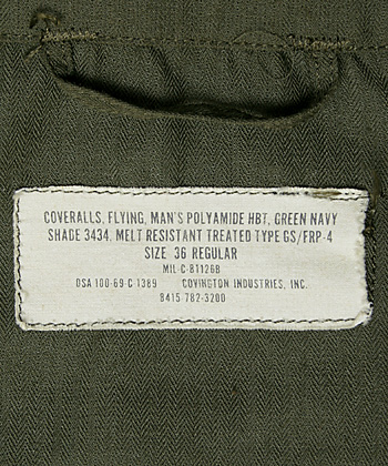 米軍 実物 HBTフライトスーツ GS/FRP-4 米軍 実物 HBTフライトスーツ